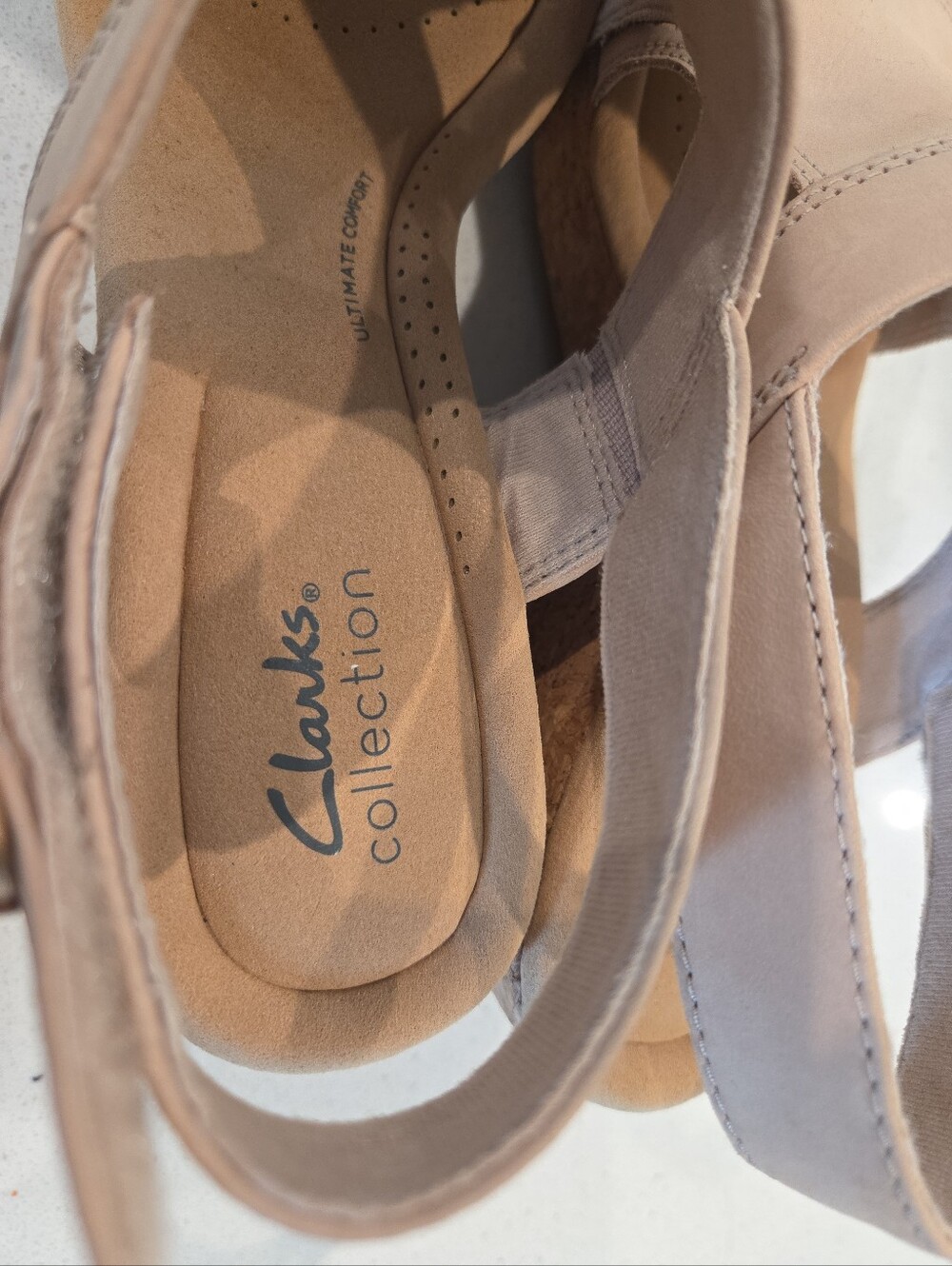 Clarks Collection Shoes Womens Sz 9.5 Giselle Sea Tan Ankle Strap Heels - Picture 10 of 13